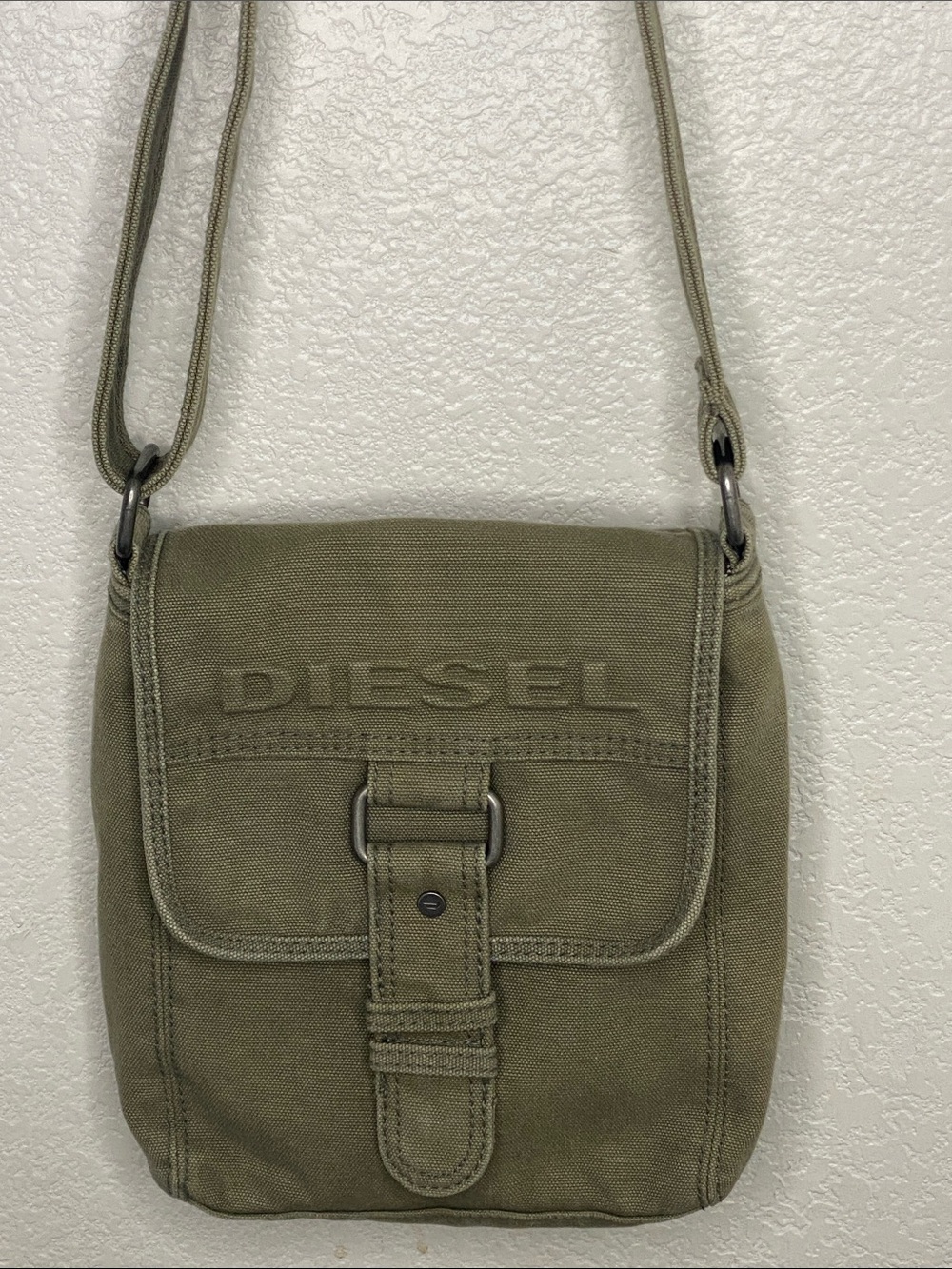Diesel Olive Green Thick Canvas Crossbody Bag Y2K